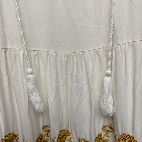 Anthropologie Mo Huan Yi Chu V-Neck Embroidered Boho MIDI Dress Size Large - Picture 7 of 8